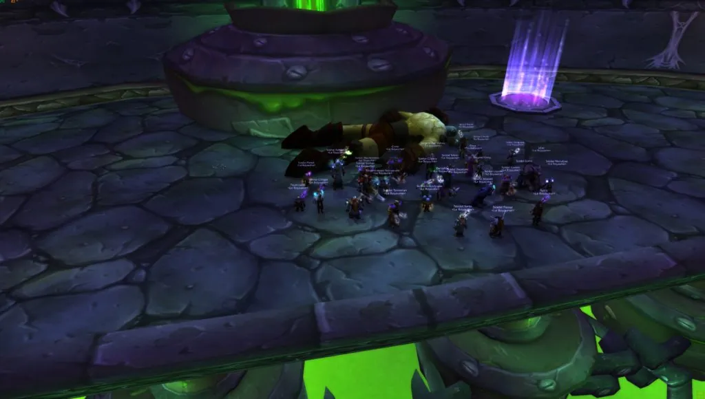La guilde devant Thaddius vaincu